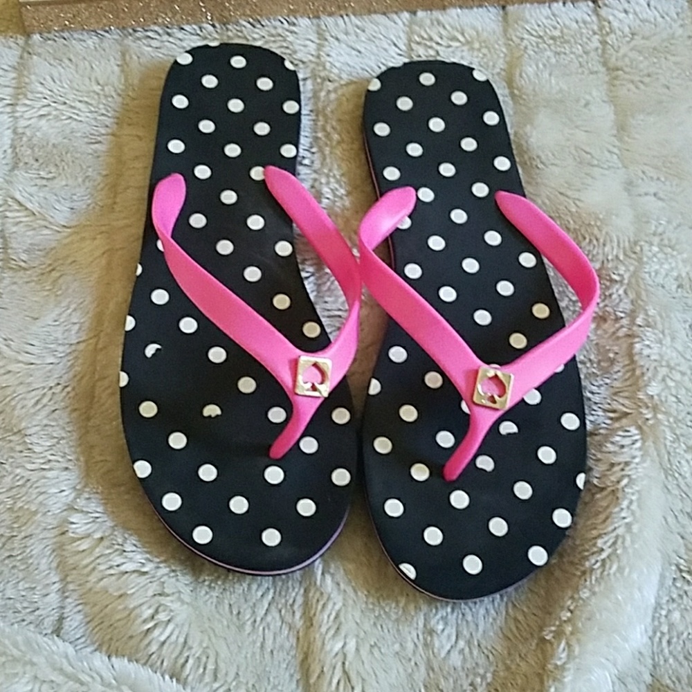 Kate Spade polka dot bed pink thing flip flops